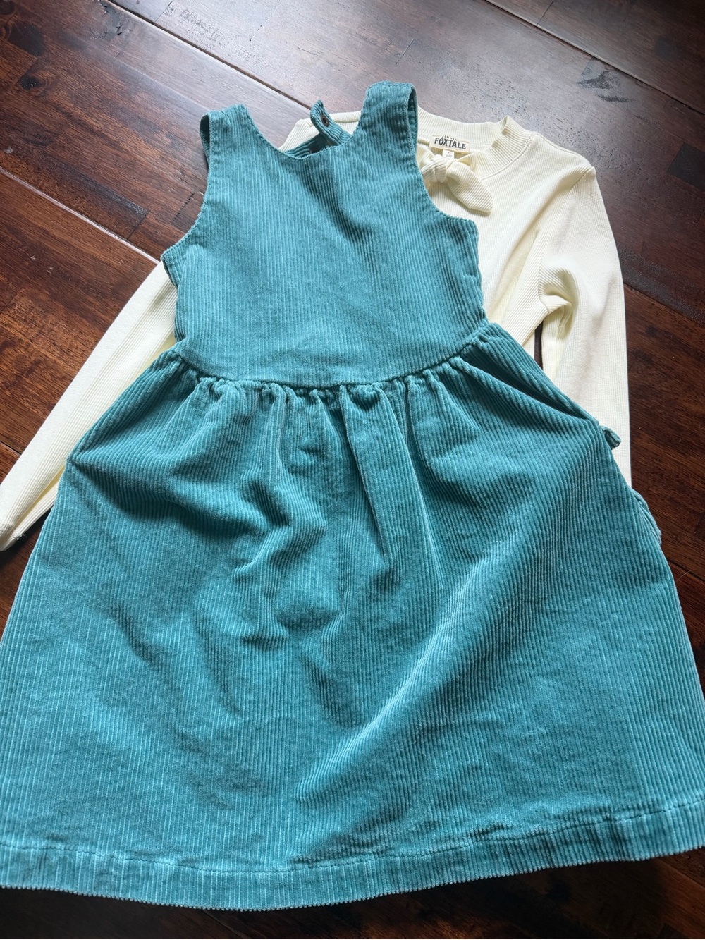 Teal Corduroy Pinafore Dress for Kids